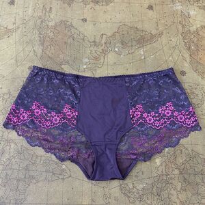 Nikol Djumon.  Mon-to. Boyshorts. XXL. Blackberry Satin with Lace.